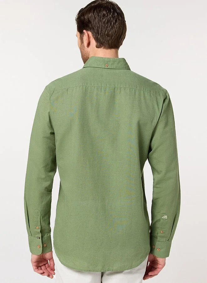 MANNERISM  The Spice Market Green Linen Shirt with Exotic Warmth for Men | Best Price UAE