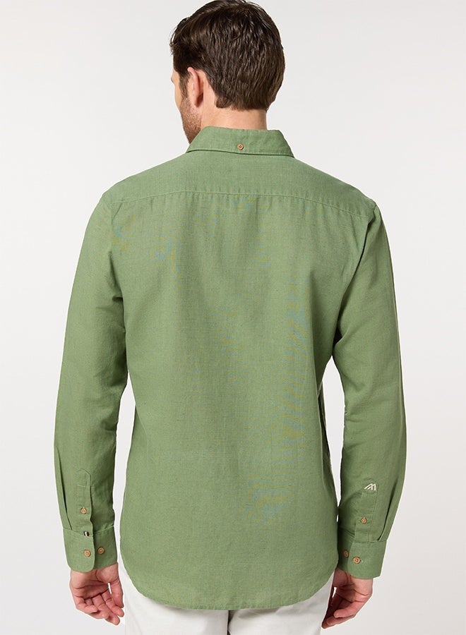 مانرزم The Spice Market Green Linen Shirt with Exotic Warmth - Image 5