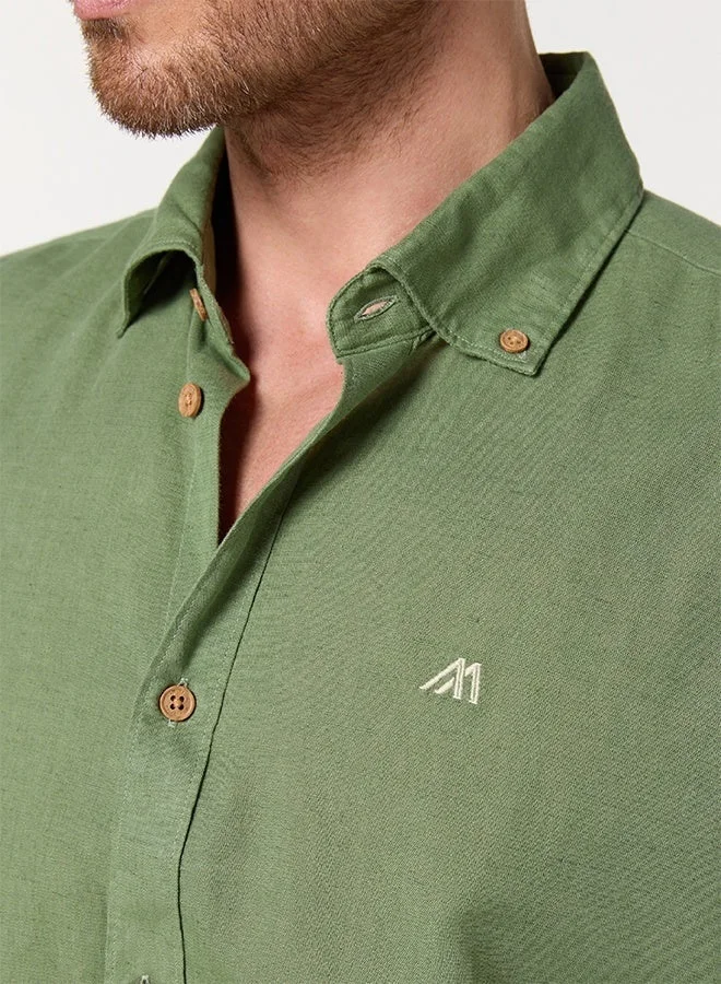 MANNERISM  The Spice Market Green Linen Shirt with Exotic Warmth for Men | Best Price UAE