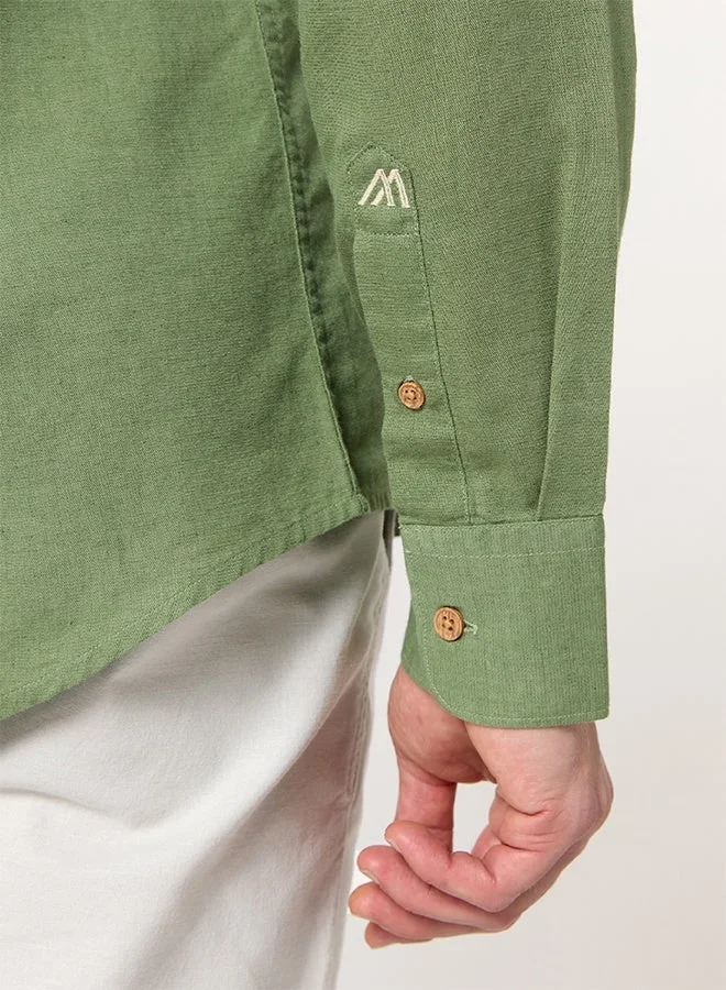MANNERISM  The Spice Market Green Linen Shirt with Exotic Warmth for Men | Best Price UAE