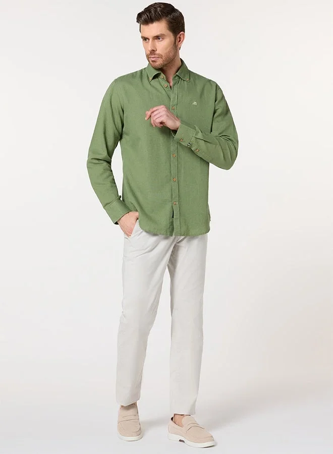 MANNERISM  The Spice Market Green Linen Shirt with Exotic Warmth for Men | Best Price UAE