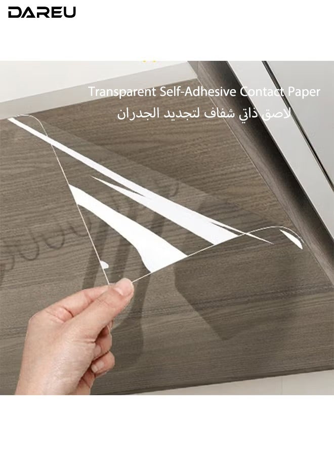 DAREU Transparent Self-Adhesive Contact Paper – Waterproof, Heat & Oil-Resistant Peel & Stick Renovation Sticker for Kitchen, Cabinets, Countertops, and Appliances – 60x300cm - Image 1