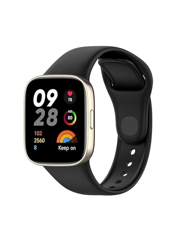 حزام متوافق مع أساور المعصم Redmi Watch 3 Lite، حزام ساعة رياضي بديل من السيليكون قابل للتعديل لساعة Mi Redmi Watch 3/Watch Lite 3 الذكية (أسود)