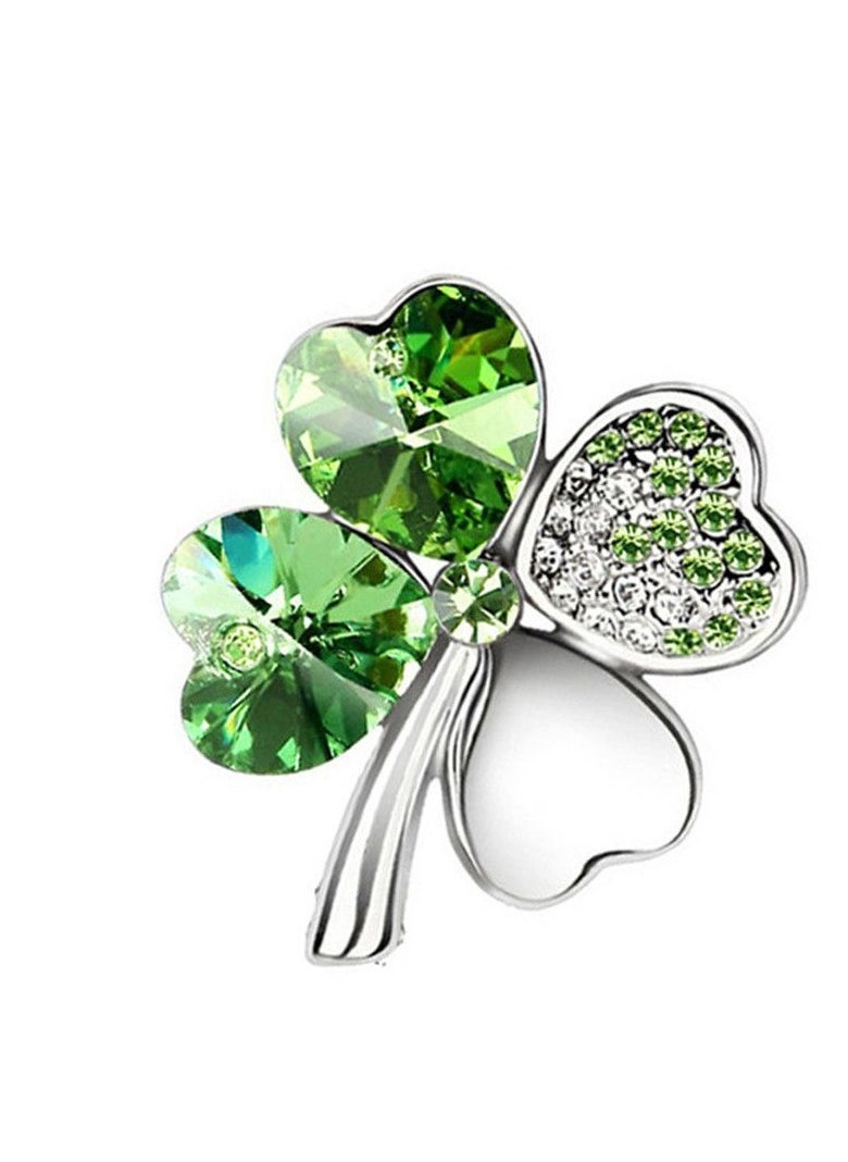 KUYING - New Lucky Grass Four Leaf Grass Crystal Brooch - Image 1