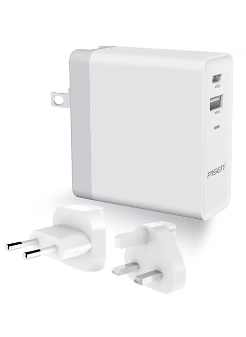 TS-C093 شاحن سفر محمول سريع الشحن بمنفذ USB+Type-C QC3.0 بقوة 34 وات