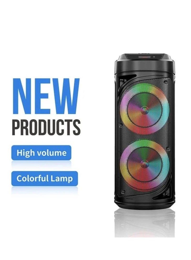 مكبر صوت ZQS6212 ببطارية 3000 مللي أمبير مع إضاءة LED و ميكروفون سلكي - Image 3