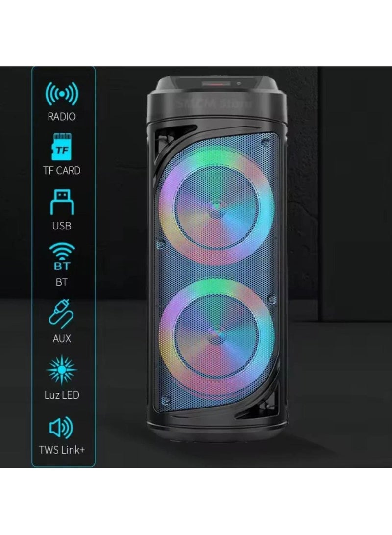 مكبر صوت ZQS6212 ببطارية 3000 مللي أمبير مع إضاءة LED و ميكروفون سلكي - Image 2