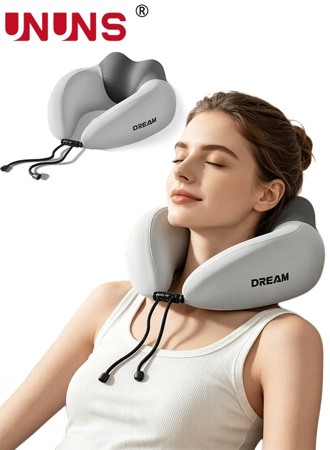 UNUNS Travel Pillow,Travel Neck Pillow U-Shaped Pillow Memory Foam Neck Pillow Adult Head & Neck Support,for Long Flights Plane,Office,Cars Sleeping & Rest (Grey) - Image 1