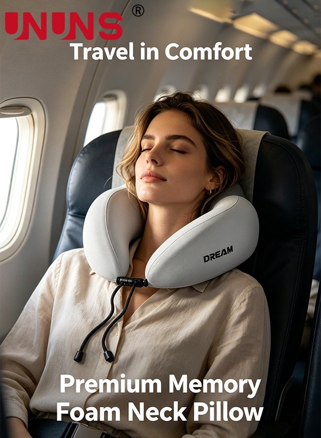 UNUNS Travel Pillow,Travel Neck Pillow U-Shaped Pillow Memory Foam Neck Pillow Adult Head & Neck Support,for Long Flights Plane,Office,Cars Sleeping & Rest (Grey) - Image 4