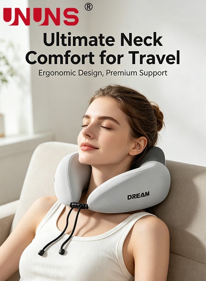 UNUNS Travel Pillow,Travel Neck Pillow U-Shaped Pillow Memory Foam Neck Pillow Adult Head & Neck Support,for Long Flights Plane,Office,Cars Sleeping & Rest (Grey) - Image 5