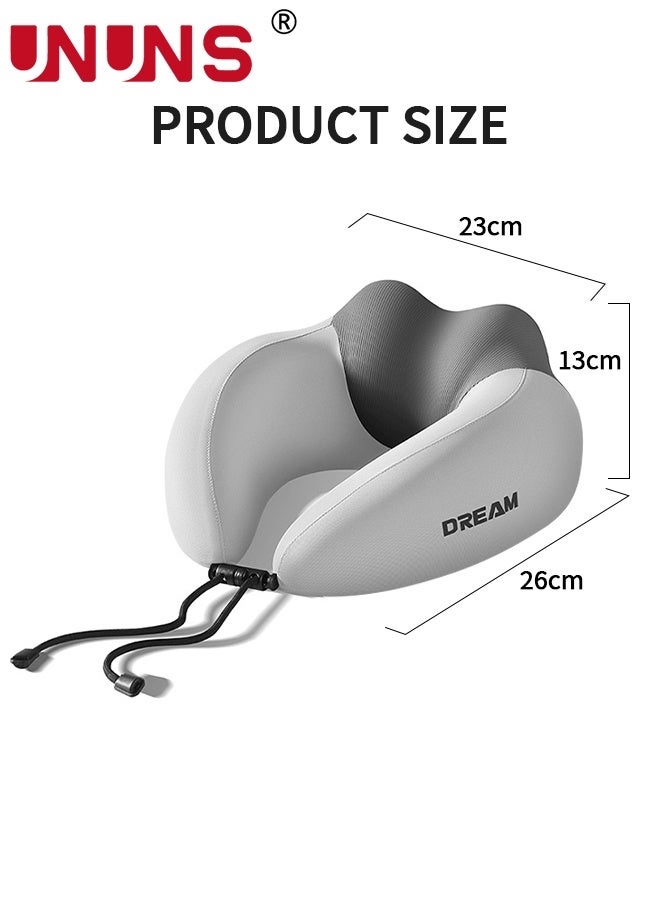 UNUNS Travel Pillow,Travel Neck Pillow U-Shaped Pillow Memory Foam Neck Pillow Adult Head & Neck Support,for Long Flights Plane,Office,Cars Sleeping & Rest (Grey) - Image 2