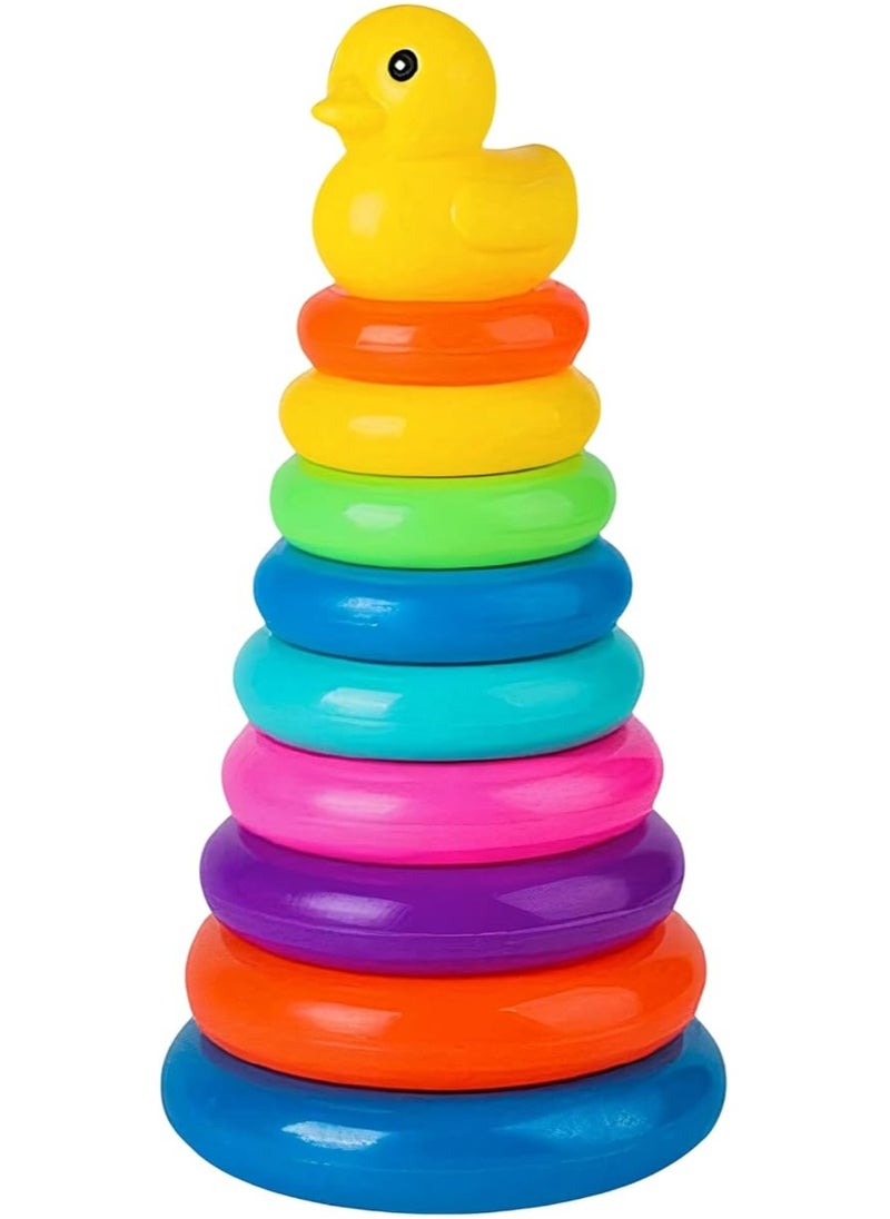 Colorful Stacking Rings for Babies & Toddlers - Sensory Play Set Rainbow Stacking Toy - Baby Play with learning  - Image 1