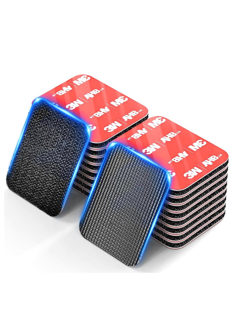Strips with Adhesive, Hook and Loop Strips with Super Adhesive Heavy Duty, Made of 3M, Heat Resistant Waterproof, Outdoor or Indoor Use, 12 Sets (Black, 1.57x1.97 Inch) - Image 2