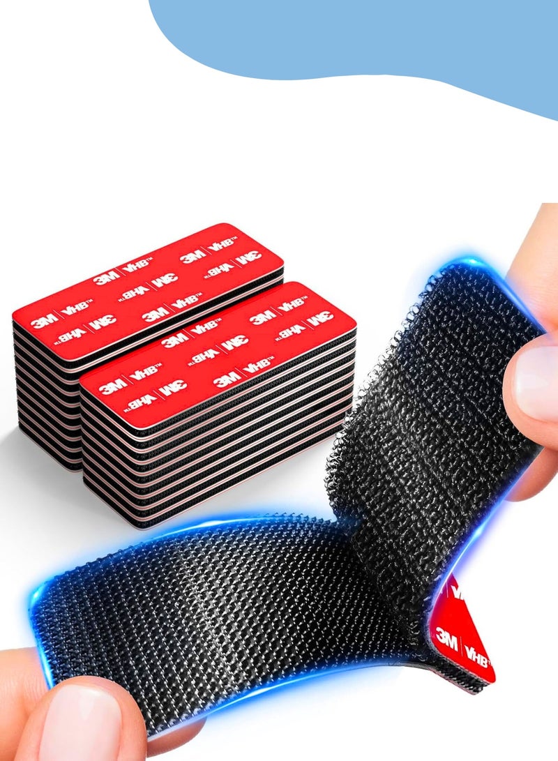 Strips with Adhesive, Hook and Loop Strips with Super Adhesive Heavy Duty, Made of 3M, Heat Resistant Waterproof, Outdoor or Indoor Use, 12 Sets (Black, 1.57x1.97 Inch) - Image 1