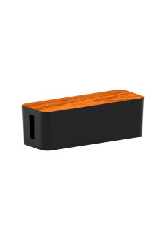 Generic Cable Management Box With Bamboo Lid Set Of 3 Cable Management Set Large u0026 Medium u0026 Small Wooden Grain Cable Organizer Box Side Grooving High Utility  - Image 3