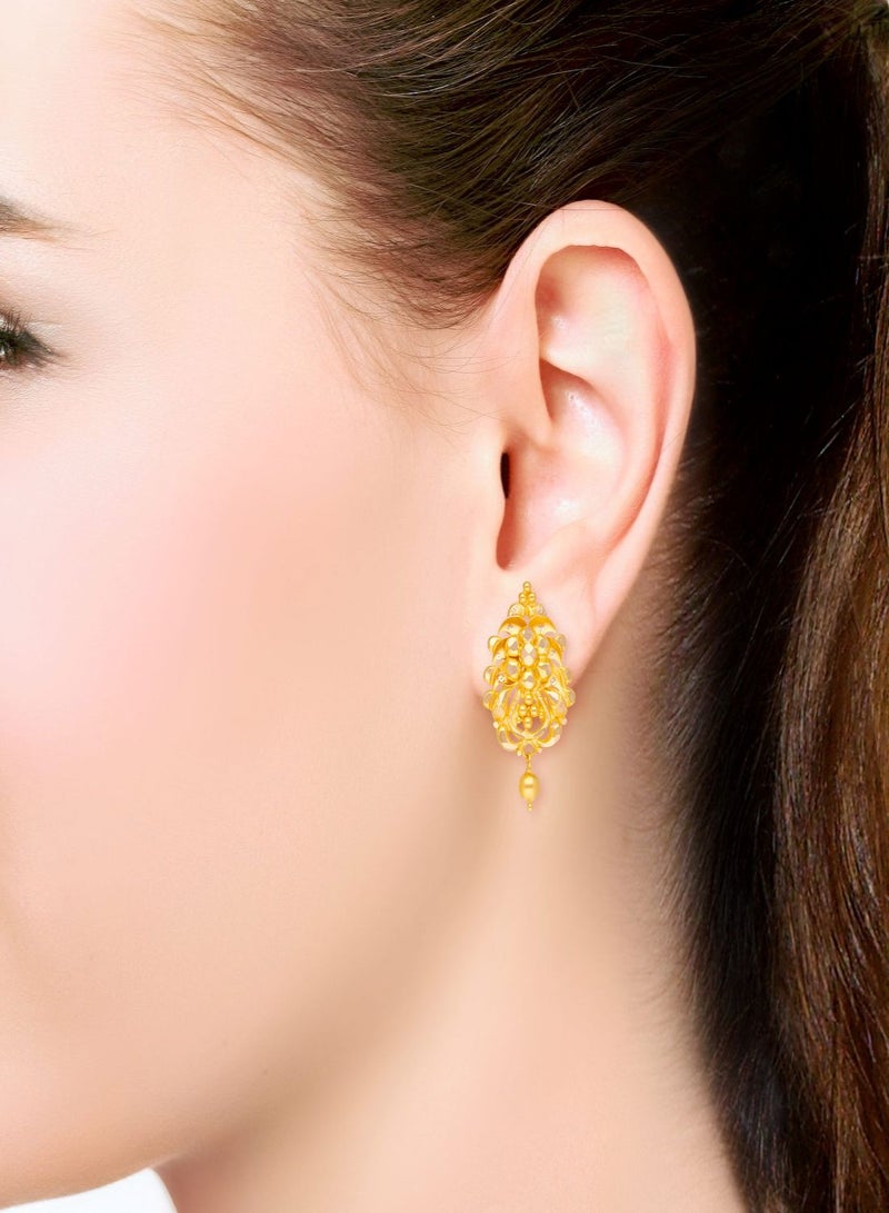 Malabar Gold and Diamonds قرط أذن من الذهب الأصفر عيار 22 قيراط 916 EG4783061_Y للنساء  - Image 3