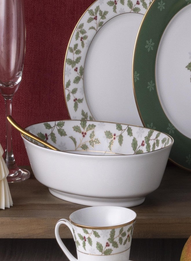 Noritake Holly & Berry Gold Oval Vegetable Bowl 24 oz - Image 3