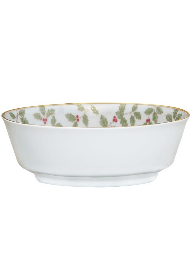 Noritake Holly & Berry Gold Oval Vegetable Bowl 24 oz - Image 1