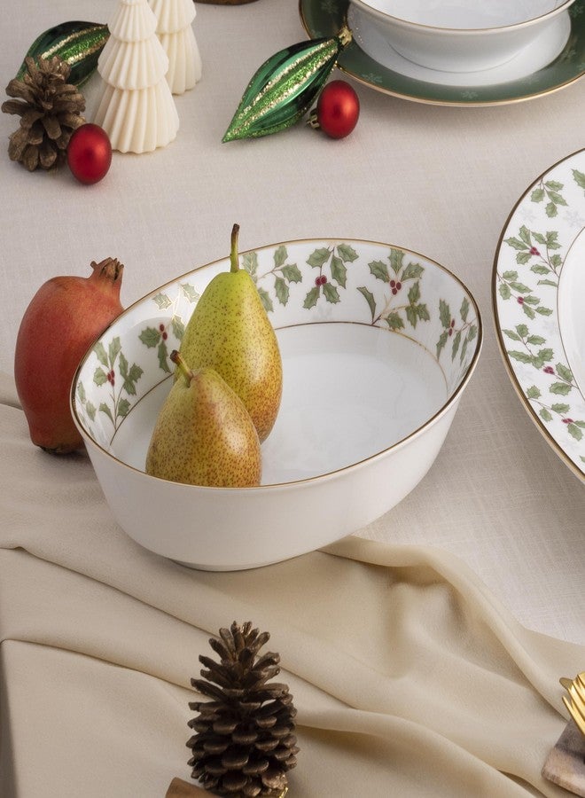 Noritake Holly & Berry Gold Oval Vegetable Bowl 24 oz - Image 2