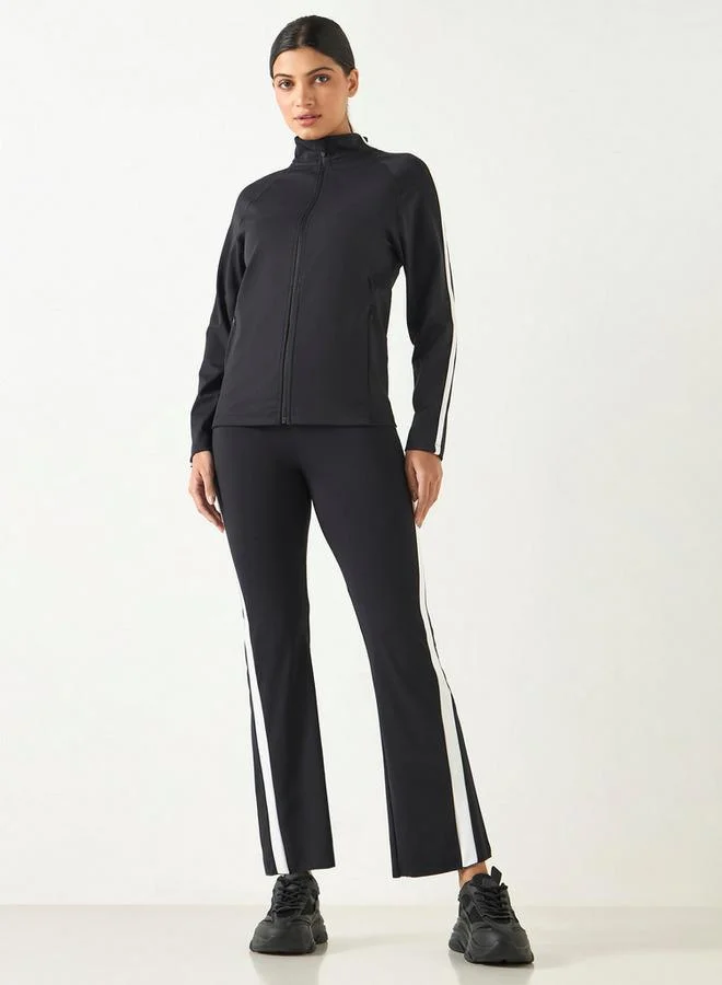 ADOT by Splash Tape Detail Zip Through Jacket with Long Sleeves and Pockets