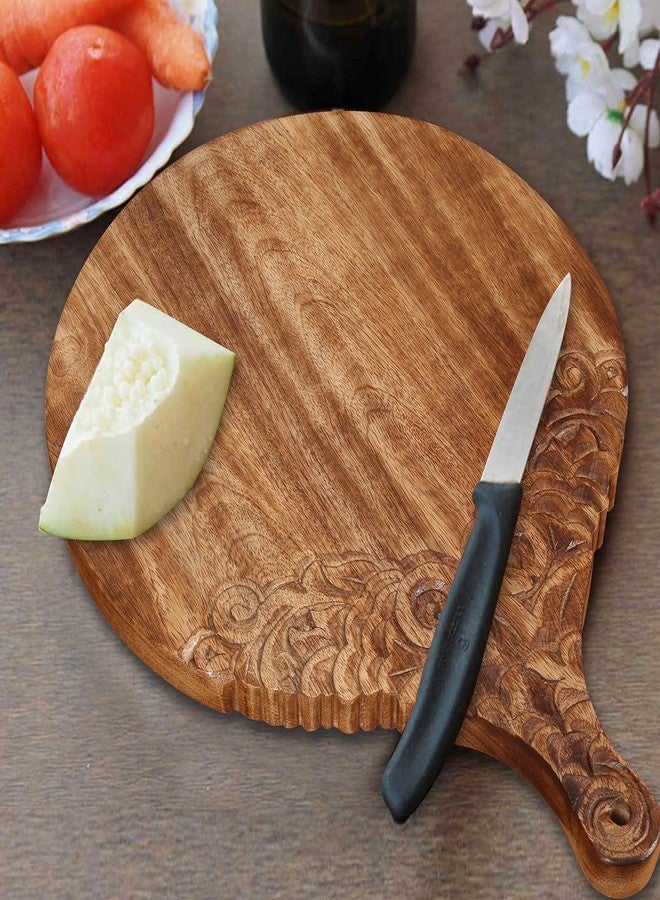 Winlay VERSAINSECT nd carved round Chopping & Serving Tray for kitchen, dining table and outdoor SIZE 17x12.5x0.95 inch - Image 4
