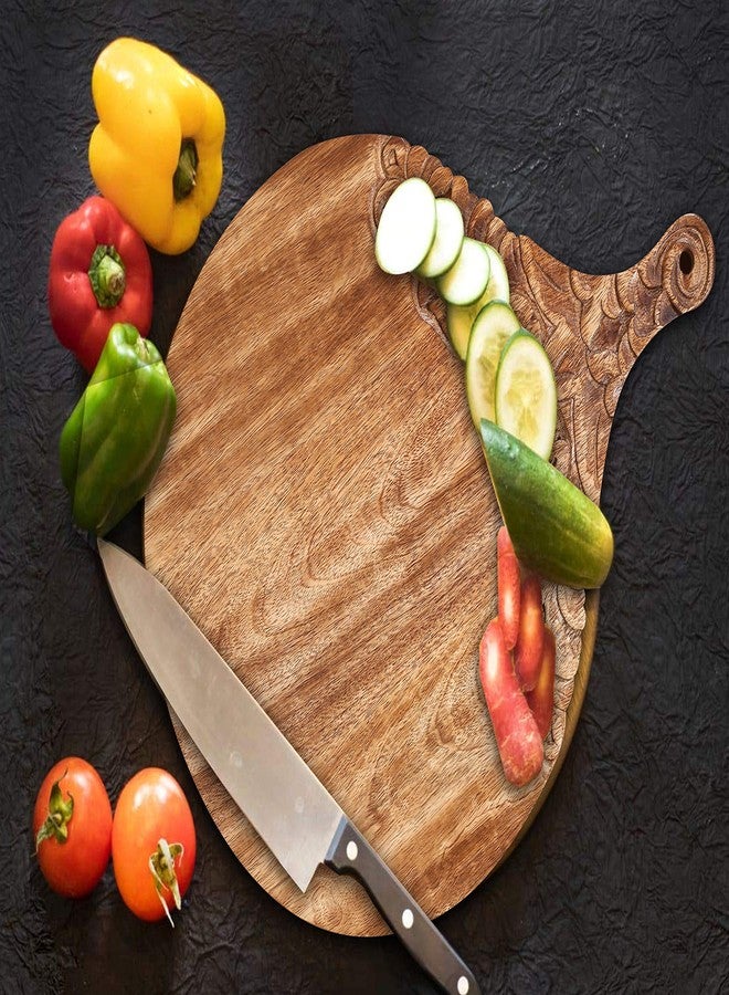 Winlay VERSAINSECT nd carved round Chopping & Serving Tray for kitchen, dining table and outdoor SIZE 17x12.5x0.95 inch - Image 3