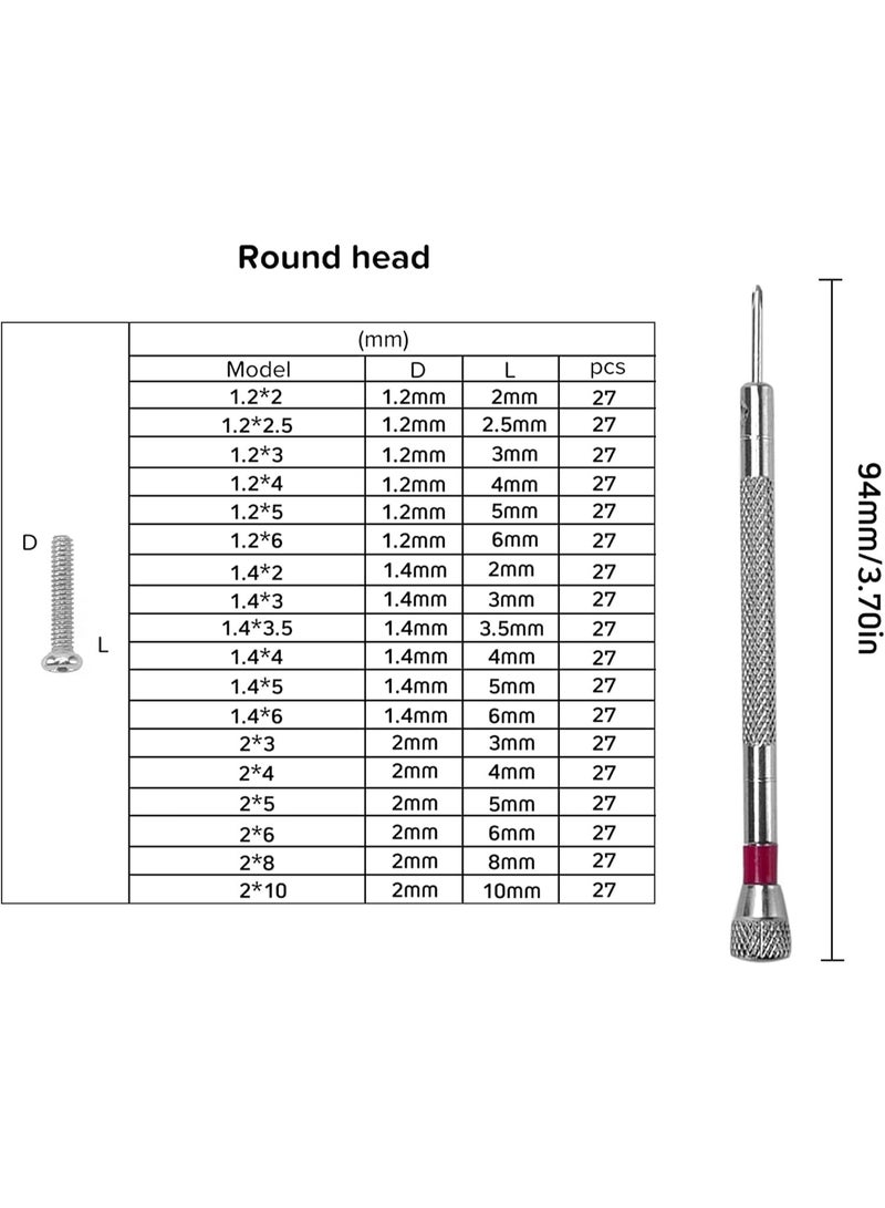 Bukela Tiny Micro Repair Screw Kit, M1.2/M1.4/M2 Screws for Electronics, Laptops, Glasses, Watches, SSD M.2 Hard Drives, Computer Replacement Fastener (500 Pcs) - Image 3