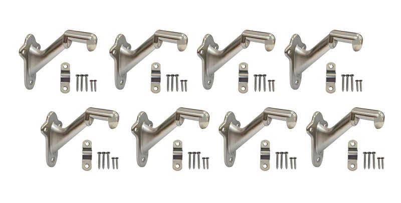 QCAA HandRail Brackets 3 Zinc Die Cast Brushed Nickel 8 Pack Made in Taiwan - Image 2