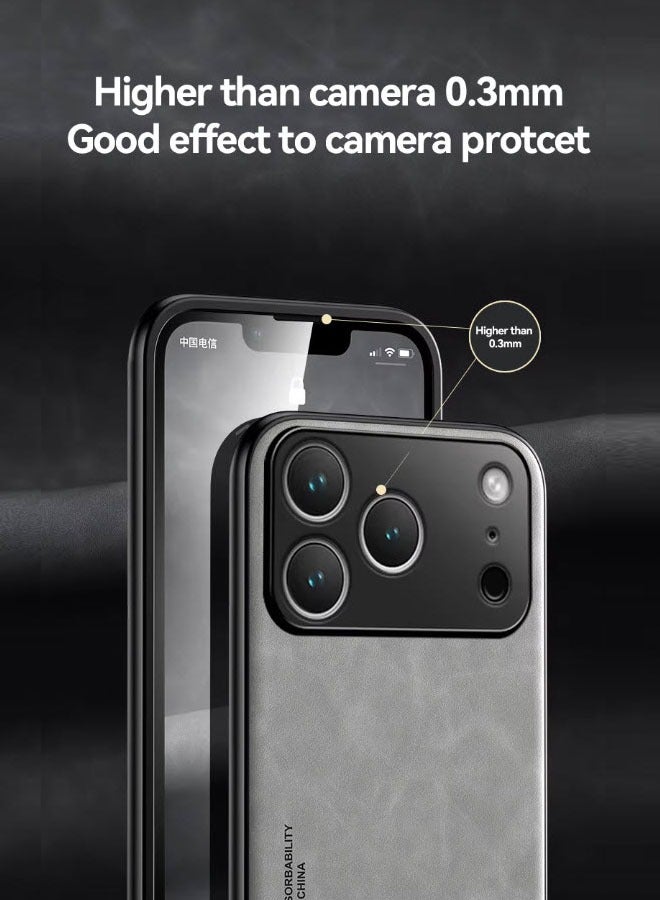 iPhone 17 Pro Protective Case Made of Elegant, Luxurious Leather -Black - Image 5