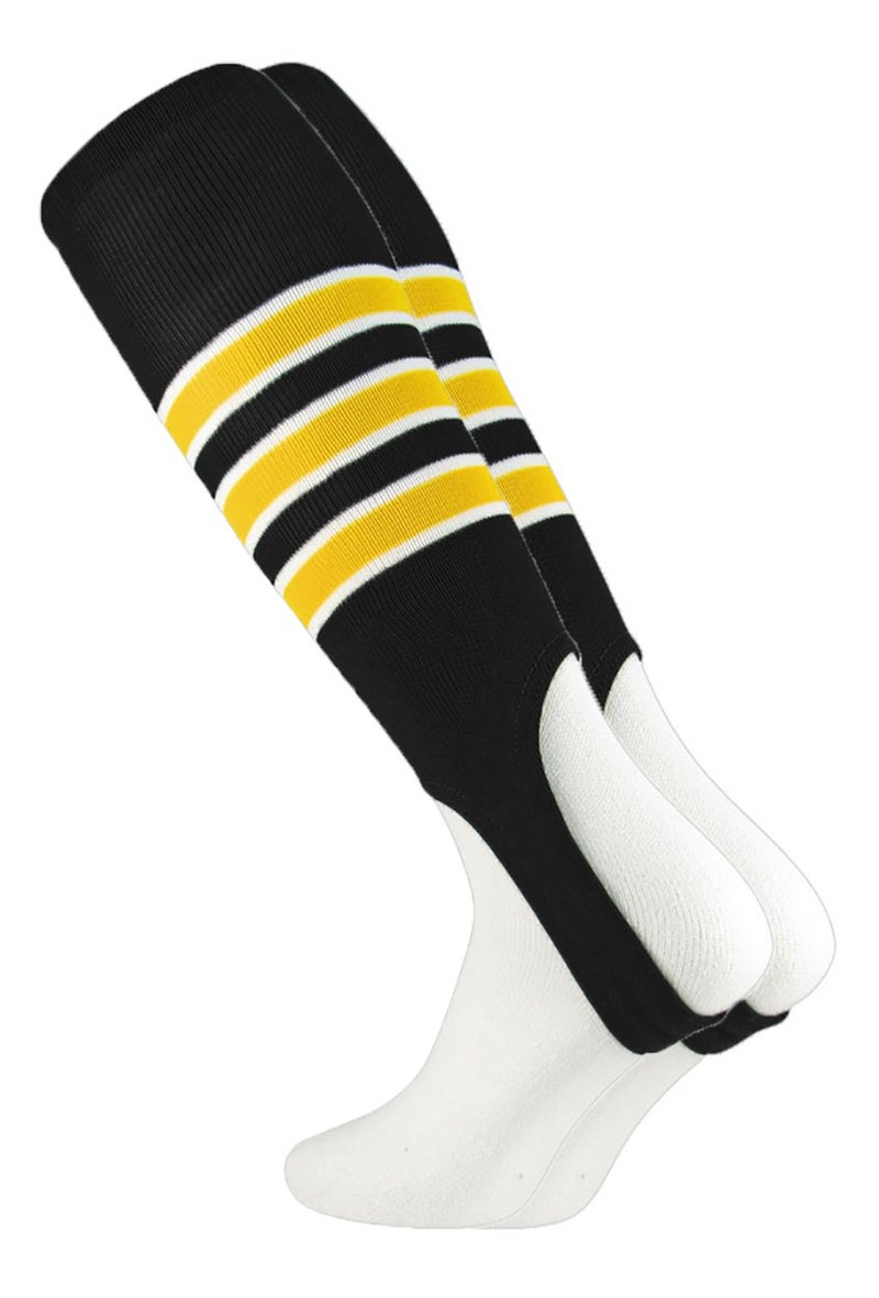 MadSportsStuff Baseball Stirrups Pattern D (Black/Gold/White, Medium)