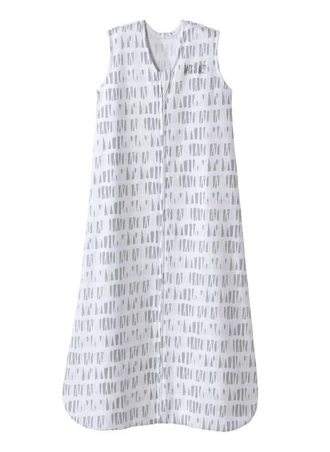 HALO Sleepsack, 100% Cotton Wearable Blanket, Swaddle Transition Sleeping Bag, TOG 0.5, Squares and Triangles, Grey, Medium