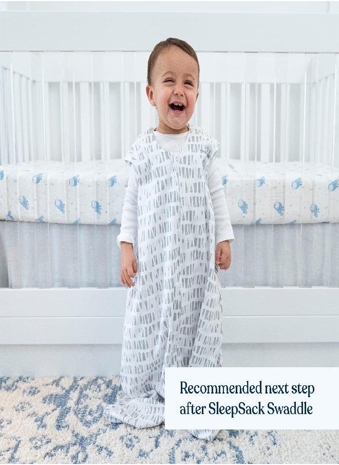 Halo - HALO Sleepsack, 100% Cotton Wearable Blanket, Swaddle Transition Sleeping Bag, TOG 0.5, Squares and Triangles, Grey, Medium - Image 1