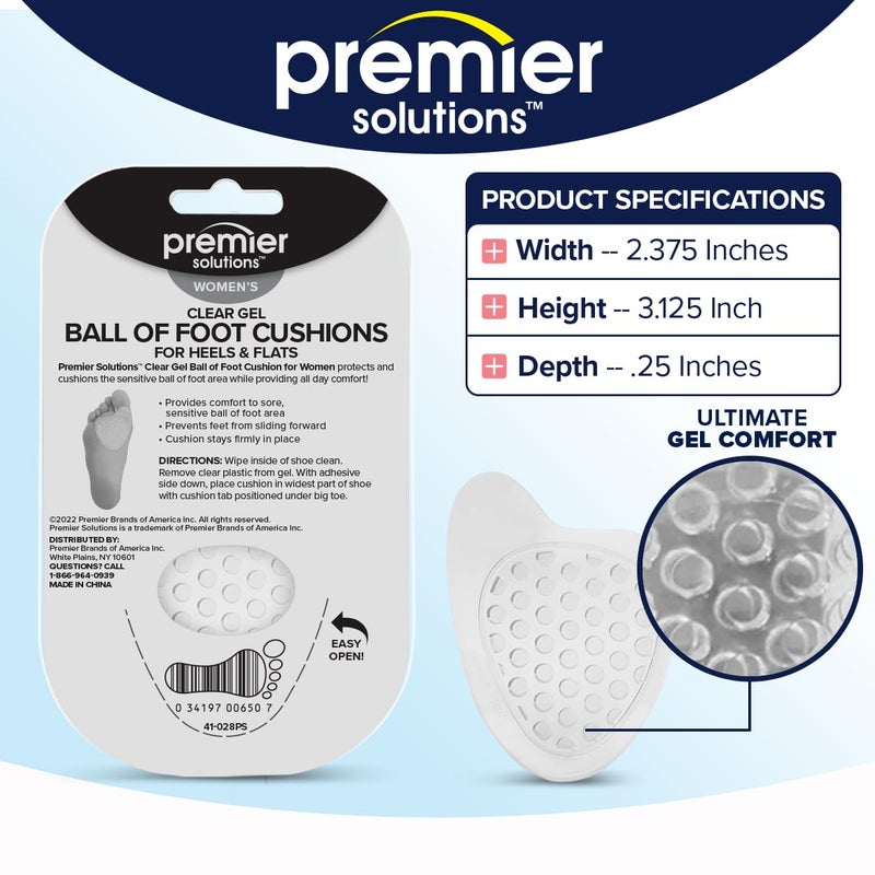Premier Solutions Clear Gel Ball Of Foot Cushions  For Heels And Flats  6 Count (3 Pairs) - Image 2