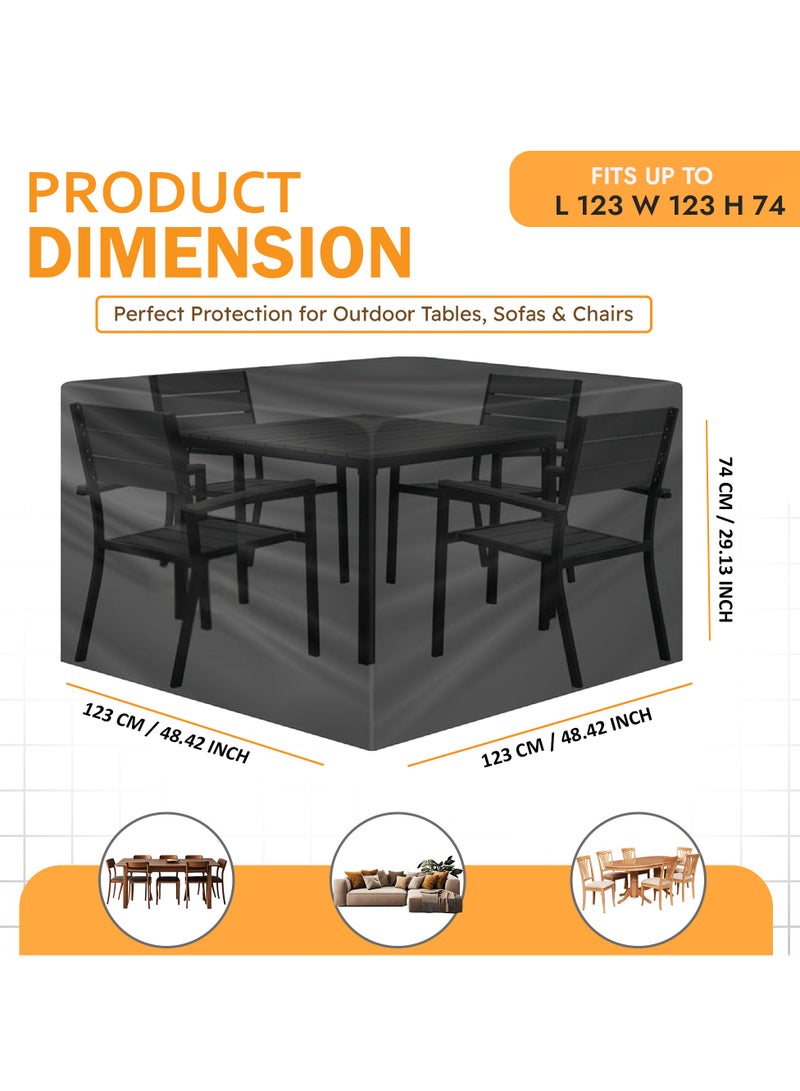 Topify TOPIFY Waterproof Garden Patio Furniture Cover Set,(123 x123 x74) 210D Heavy Duty Oxford Fabric UV Resistant Protection for Square Sofa Outdoor  - Image 2