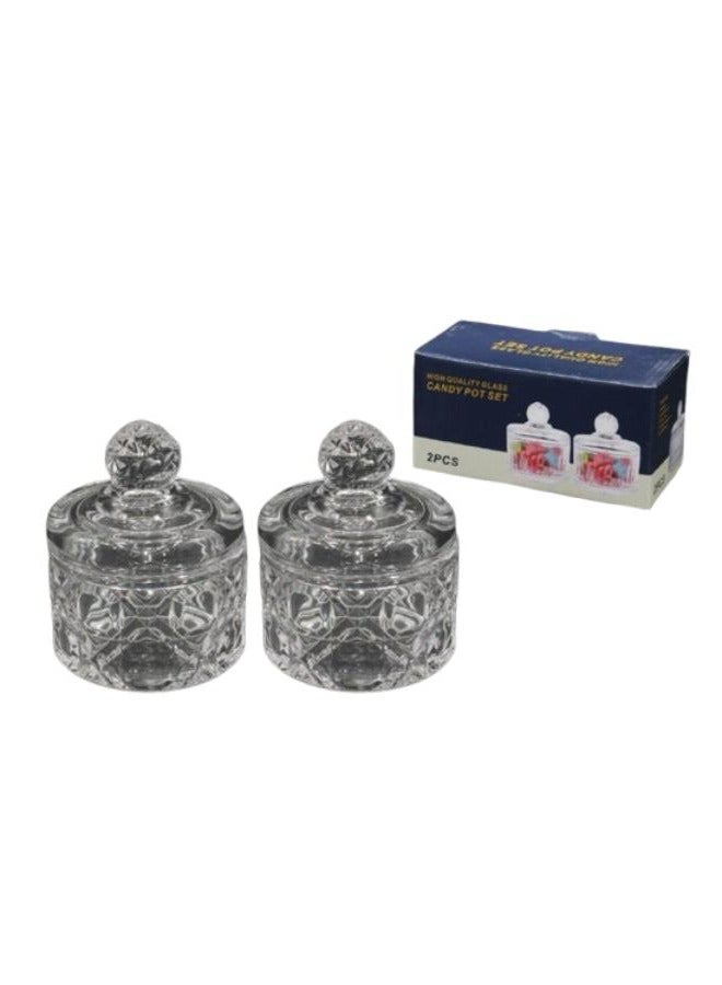 Two-piece set of clear glass sugar candy 
