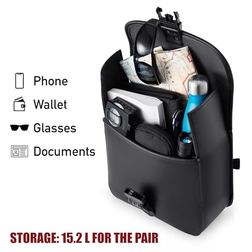 Nomad USA Nomad Leather Motorcycle Saddlebags Quick-Easy Universal Fit Throw Over Saddle Bags Cruiser Biker Side Bags (Black) - Image 4