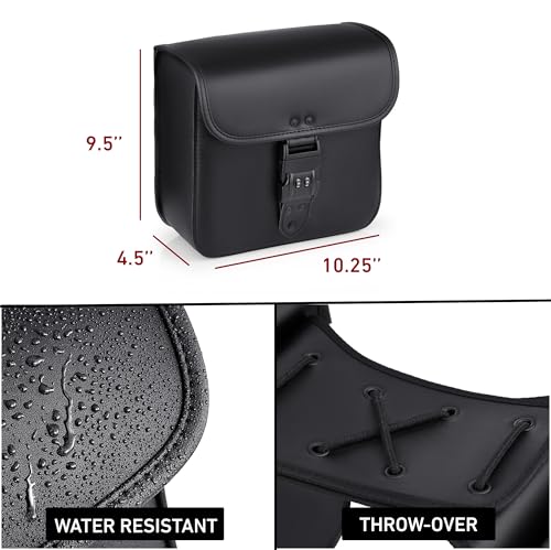Nomad USA Nomad Leather Motorcycle Saddlebags Quick-Easy Universal Fit Throw Over Saddle Bags Cruiser Biker Side Bags (Black) - Image 5