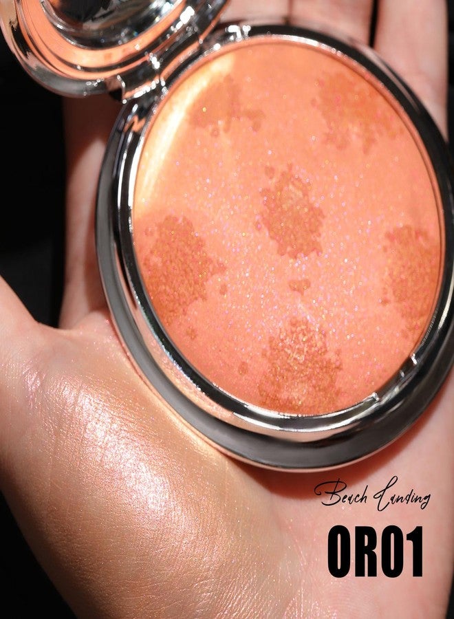 FOCALLURE Shimmer Face Highlighter Makeup Powder, Gel to Powder Glow Finish, Leaving a Lightweight & Healthy Radiance, Long Lasting Luminous Face Body Highlighter Makeup,OR01 Beach Landing - Image 3