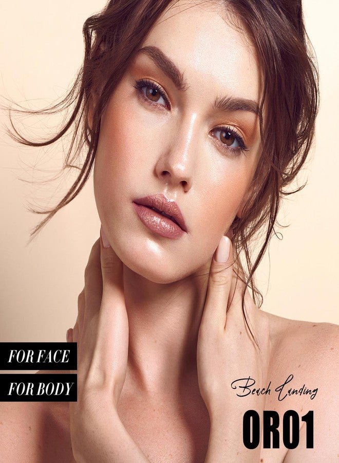 FOCALLURE Shimmer Face Highlighter Makeup Powder, Gel to Powder Glow Finish, Leaving a Lightweight & Healthy Radiance, Long Lasting Luminous Face Body Highlighter Makeup,OR01 Beach Landing - Image 2