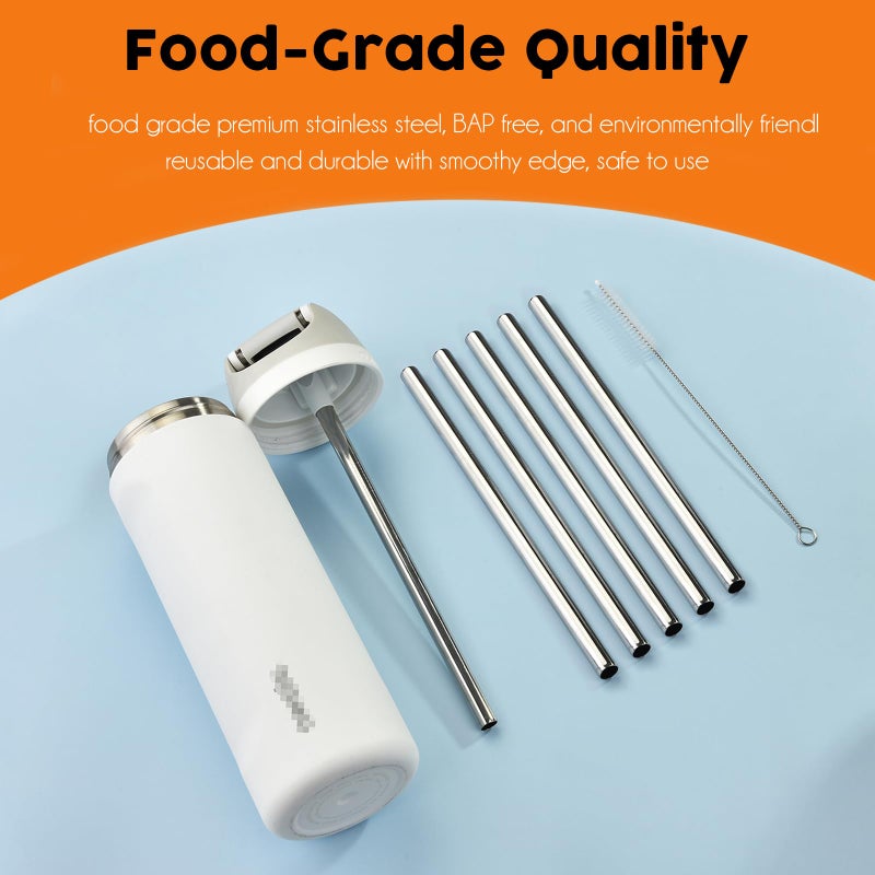 ALINK Stainless Steel Straws for Owala FreeSip Insulated Water Bottle 24 oz 32 oz, 6 Pack Reusable Metal Replacement Straws for 32oz 24oz Owala Freesip Cup Lid Only, Plus Straw Brush, Dishwasher Safe - Image 4