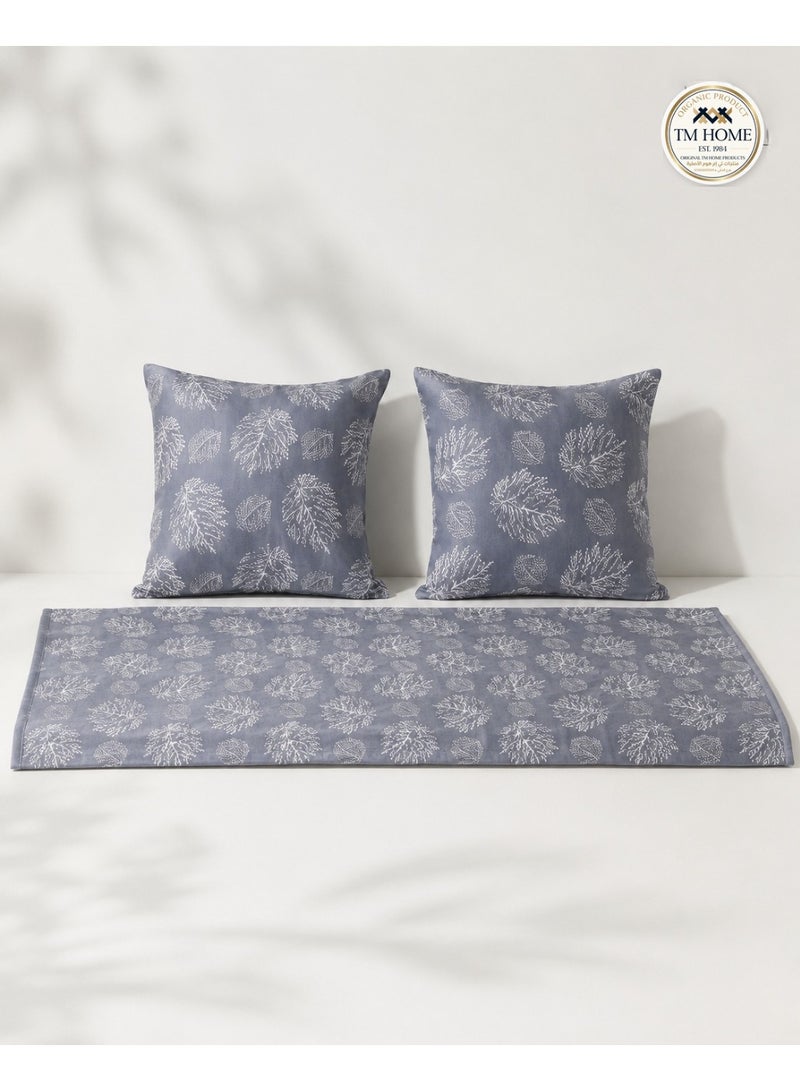 TM HOME Bed Runner Set with 2 Cushion Covers, 240 x 60 cm, Elegant Hotel-Style Bedroom Decor, Grey - Image 1