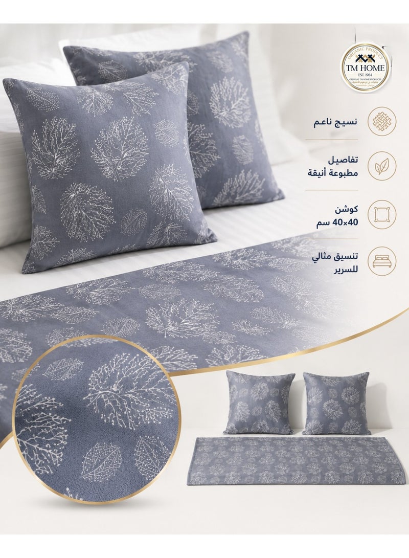TM HOME Bed Runner Set with 2 Cushion Covers, 240 x 60 cm, Elegant Hotel-Style Bedroom Decor, Grey - Image 2