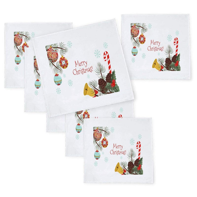 Khakee 6 Pcs Christmas Theme Tafta Silk Table Napkins 10x 10 for Xmas Decoration Christmas OrnamentsChristmas Gift npxmas097P - Image 1
