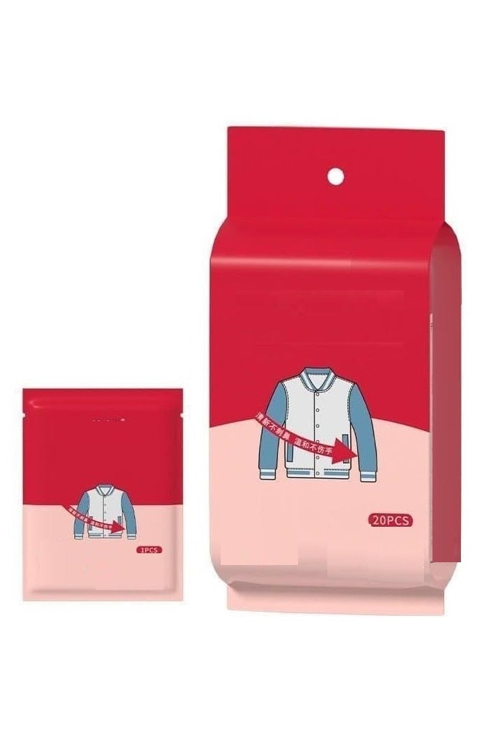 Garment Stain Remover Wipes 20 Sheets per Box  Portable Individual Packaging No Washing Required - Image 1