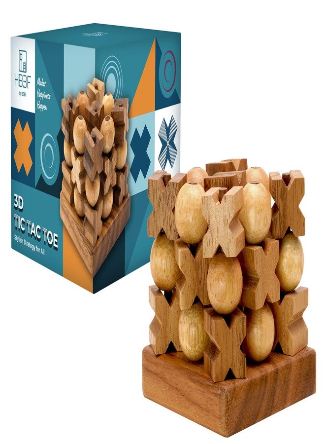 BSIRI 3D Wooden Tic Tac Toe Rustic Coffee Table Decor Unique Gifts for Special Occasions Fun for All Ages in Strategic Game Night Family Games - Image 1
