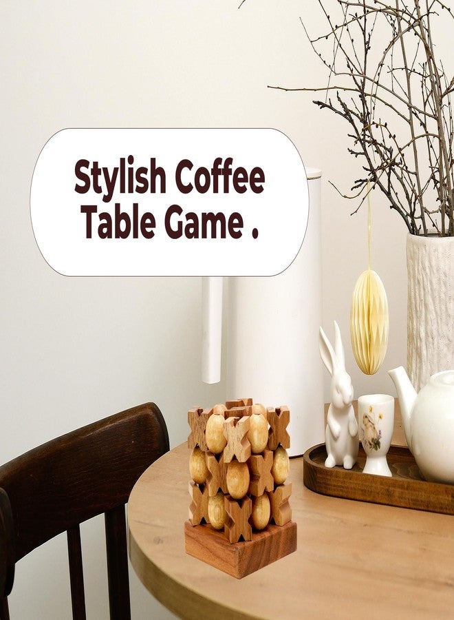 BSIRI 3D Wooden Tic Tac Toe Rustic Coffee Table Decor Unique Gifts for Special Occasions Fun for All Ages in Strategic Game Night Family Games - Image 4