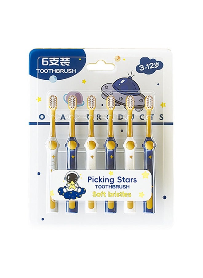 6-Piece Set of Space-Themed Children's Toothbrushes,Soft Toothbrush for Kids 3-12 Years - Image 1