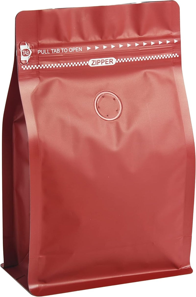 felipack 100 Count 8oz Red Coffee Bags with Aluminum Foil Liner, High Barrier Coffee Pouches with Degassing Valve, Ziplock Food Storage Bags with Pull Tape, Pack of 100, 6oz/0.5lb/250gram - Image 1