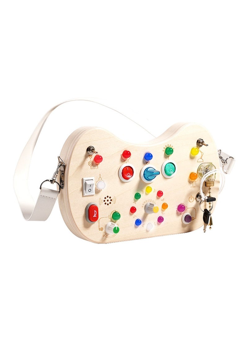 Busy Board For Toddlers Toys 1-3, Wooden Montessori Busy Board with LED Light for 2-4, Switch Activity Board Car Ride Travel Toys  - Image 1