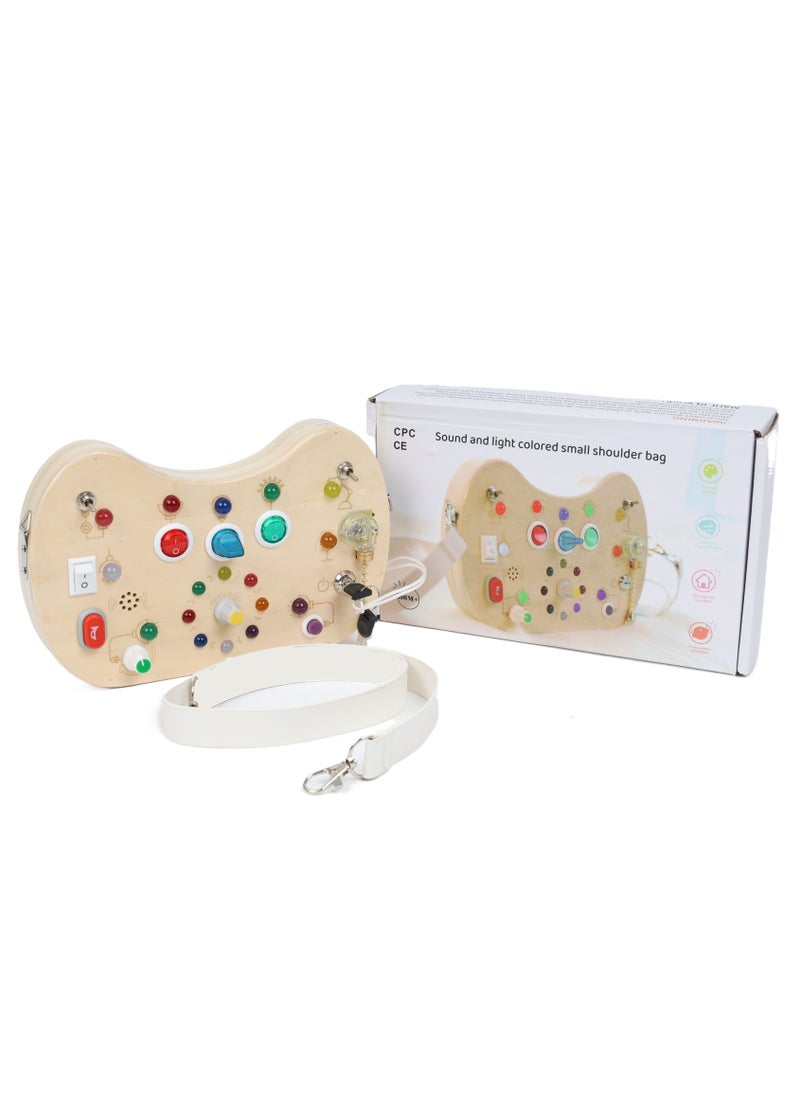Busy Board For Toddlers Toys 1-3, Wooden Montessori Busy Board with LED Light for 2-4, Switch Activity Board Car Ride Travel Toys  - Image 4